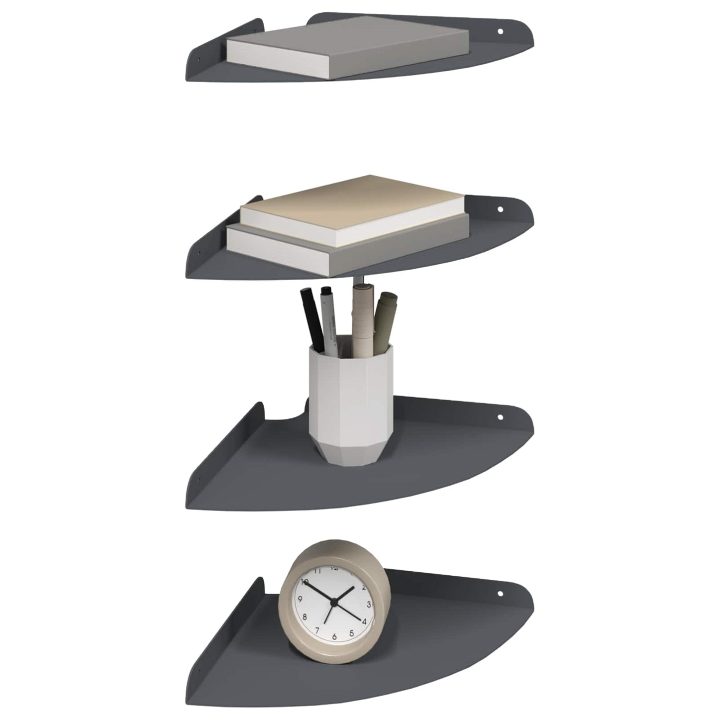 vidaXL Floating Ράφι Γωνίας 4 τμχ. Ανθρακί 24 x 24 x 2,3 εκ