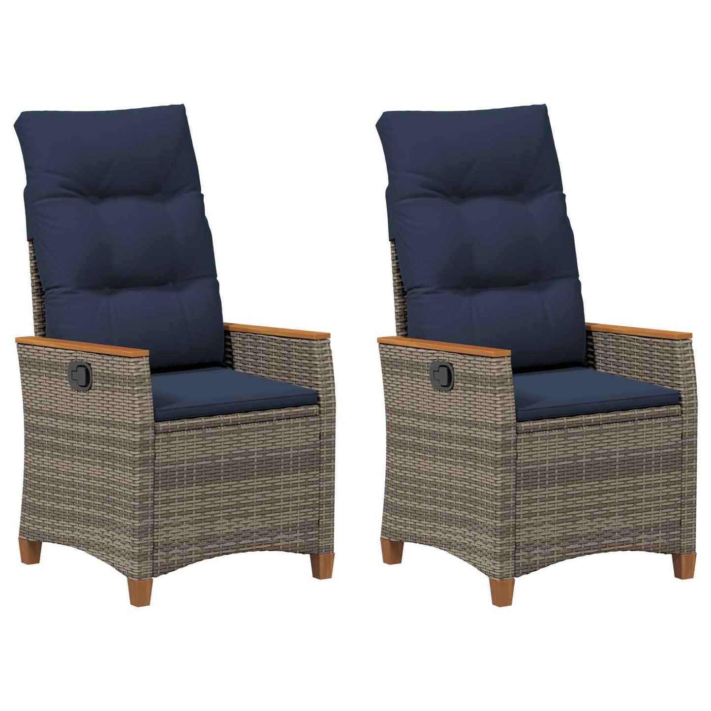 vidaXL Ανακλινόμενη καρέκλα κήπου 2 τμχ. Γκρι και Navy Blue