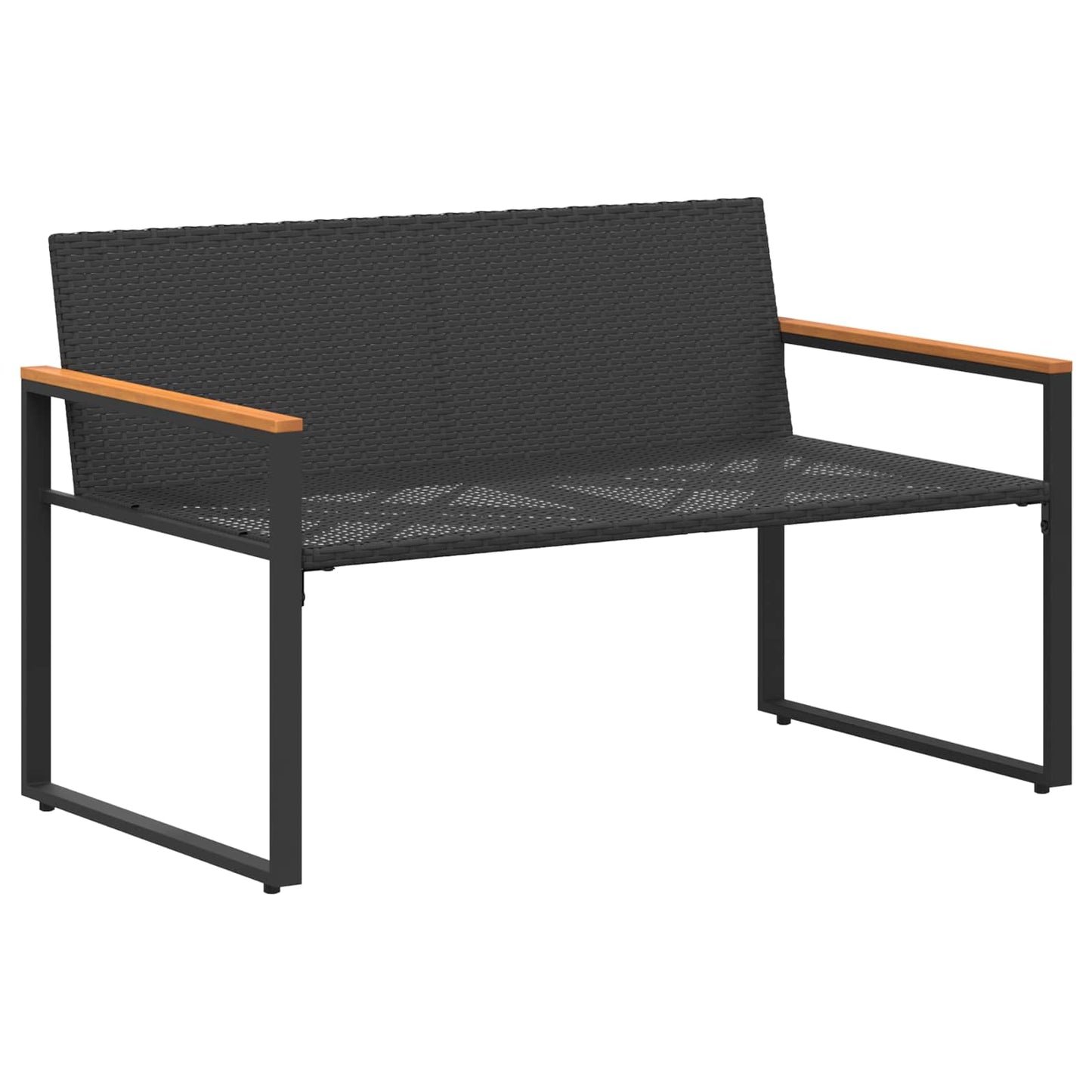vidaXL παγκάκι Μαύρο και Κρεμ Λευκό 115 x 65 x 72 εκ. Ρατάν