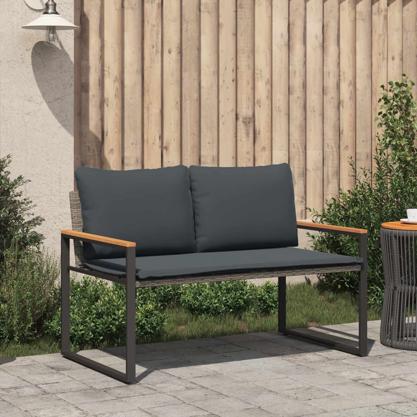 vidaXL παγκάκι Γκρι και Σκούρο Γκρι 115 x 65 x 72 εκ. Ρατάν