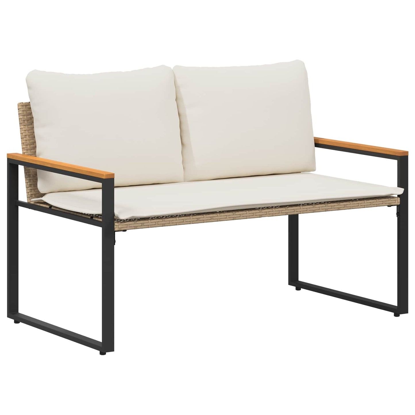 vidaXL παγκάκι με μαξιλάρι Μπεζ και Κρέμ 115 x 65 x 72 εκ. Ρατάν