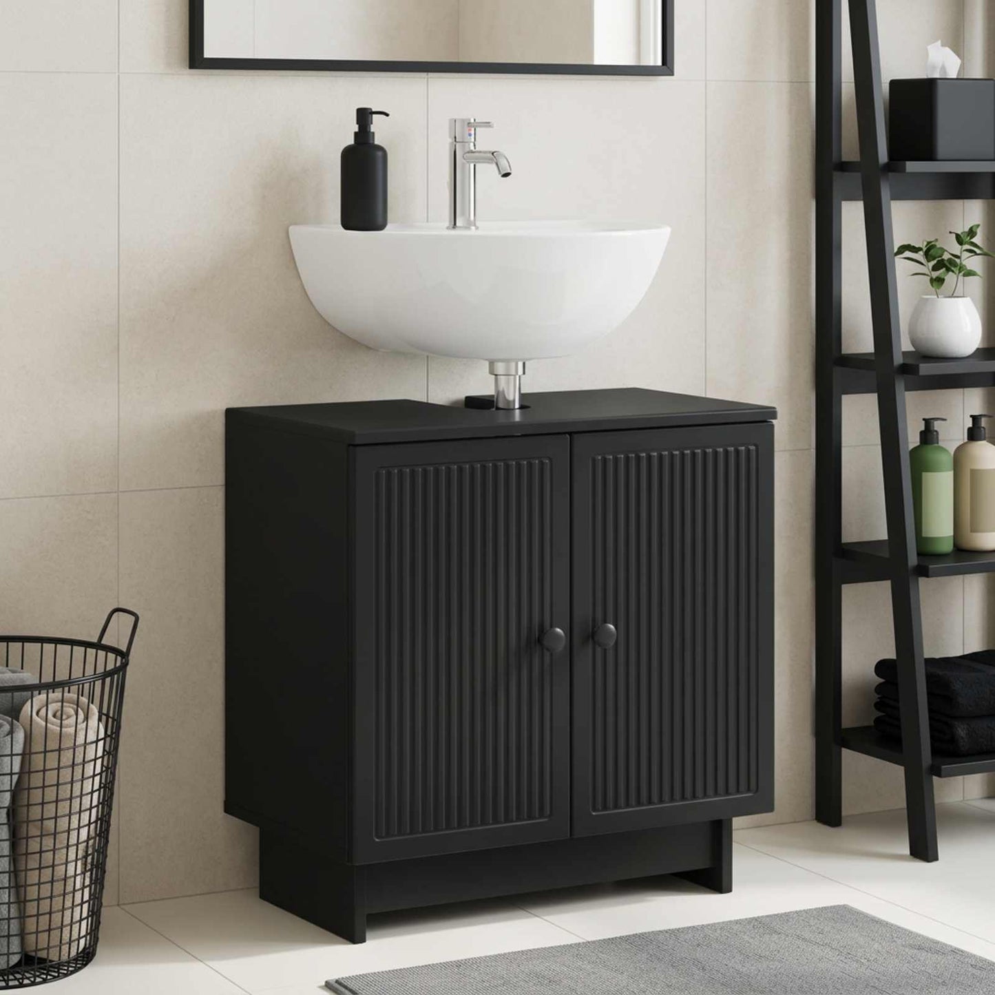vidaXL Ντουλάπα Νιπτήρα Mπάνιου EDE Μαύρο 59,5 x 31,5 x 59 εκ.