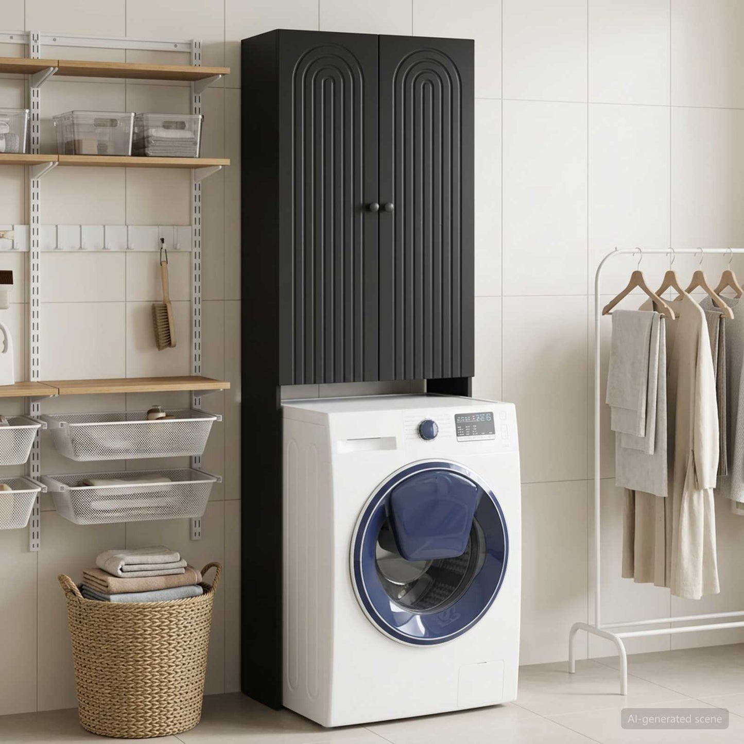 vidaXL Ντουλάπα τουαλέτας ALKMAAR Μαύρο 66 x 25,5 x 190 εκ.