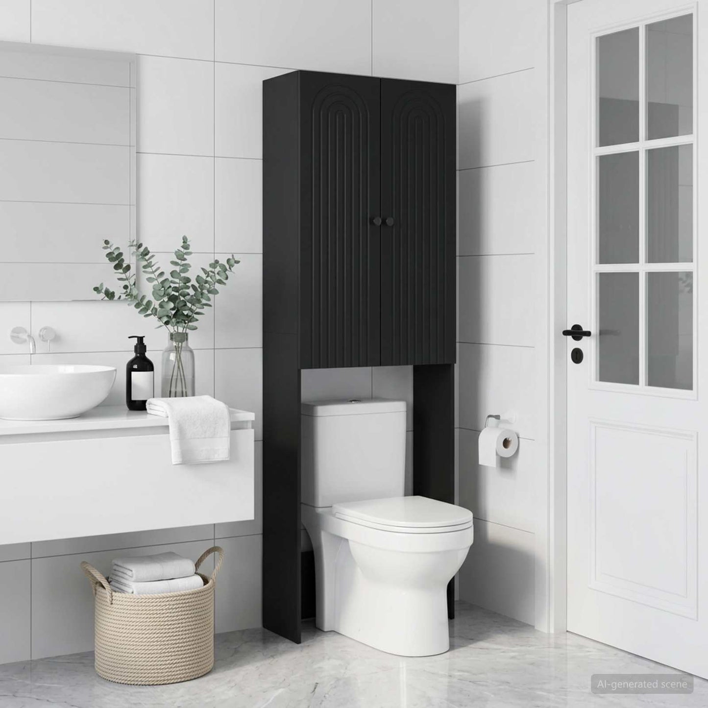 vidaXL Ντουλάπα τουαλέτας ALKMAAR Μαύρο 66 x 25,5 x 190 εκ.