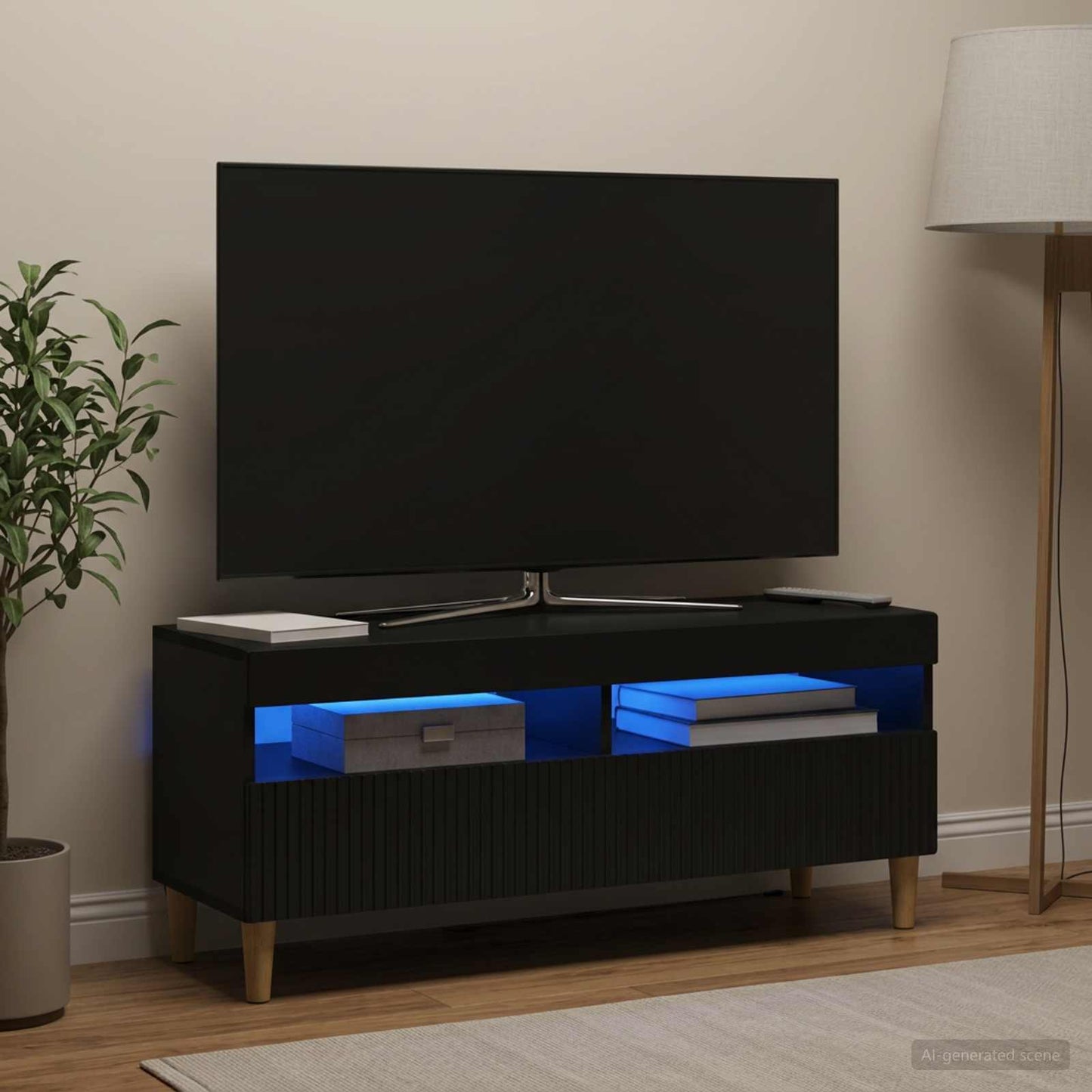 vidaXL Ντουλάπα LED Τηλεόρασης ARNHEM 100 x 35 x 43 εκ. Μαύρο