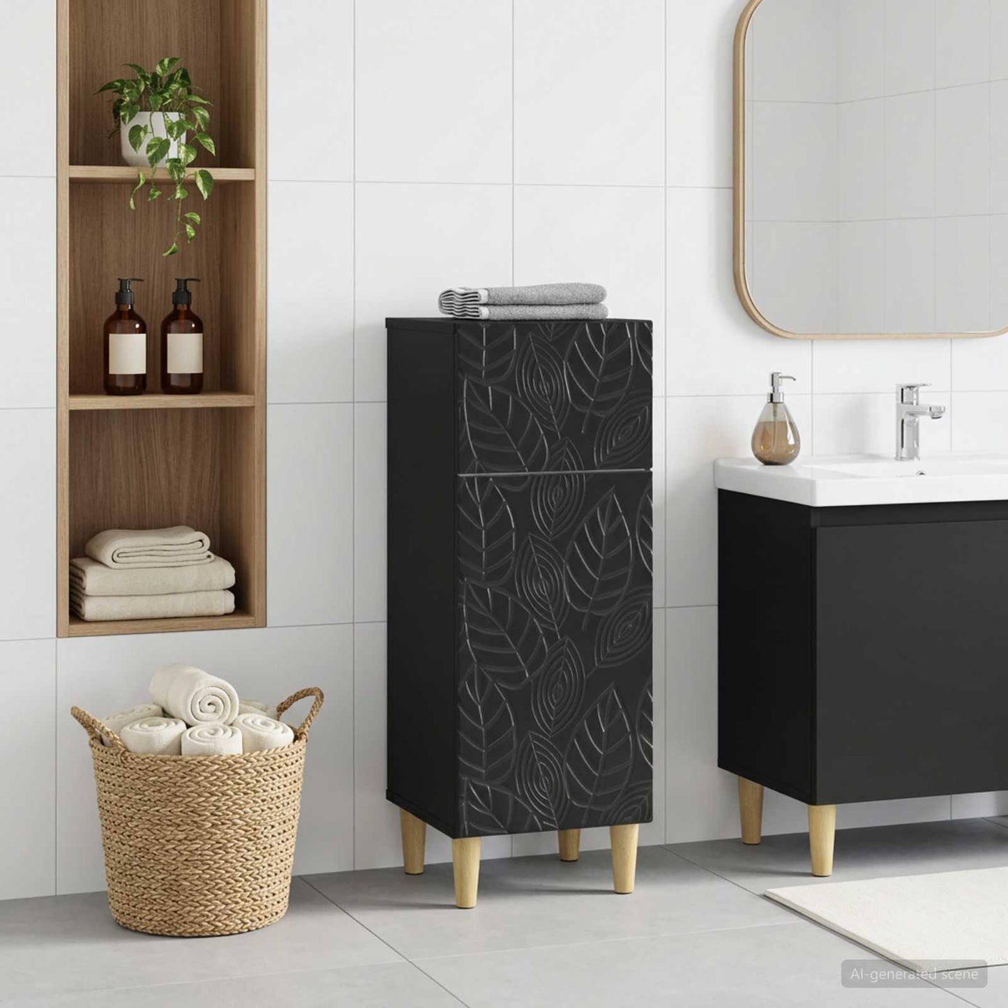 vidaXL Ντουλάπι Αποθήκευσης Μπάνιου DELFT Μαύρο 30 x 31 x 80 εκ.