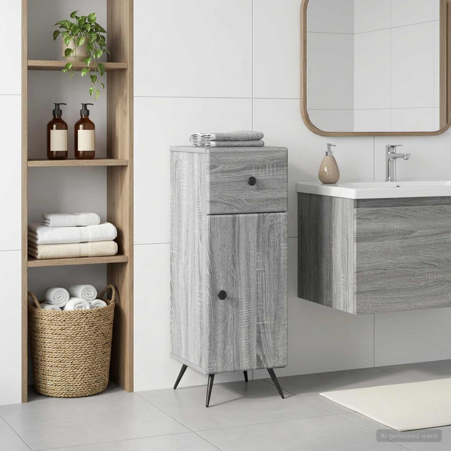 vidaXL Ντουλάπι Αποθήκευσης Μπάνιου BREDA Γκρι Sonoma 30 x 31 x 80 εκ.
