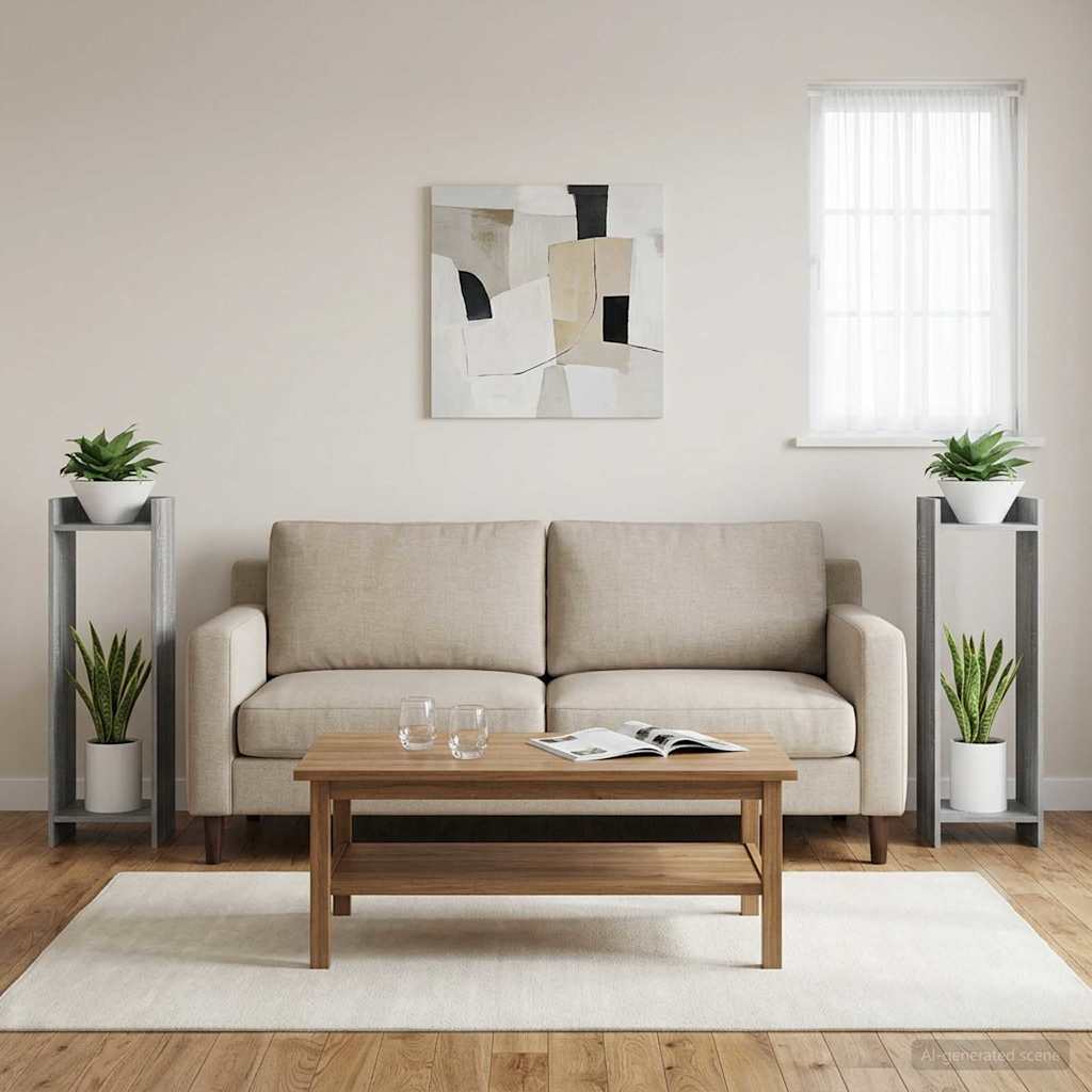 vidaXL Βάση φυτών 2 τεμ. Γκρι Sonoma 30 x 30 x 100 εκ