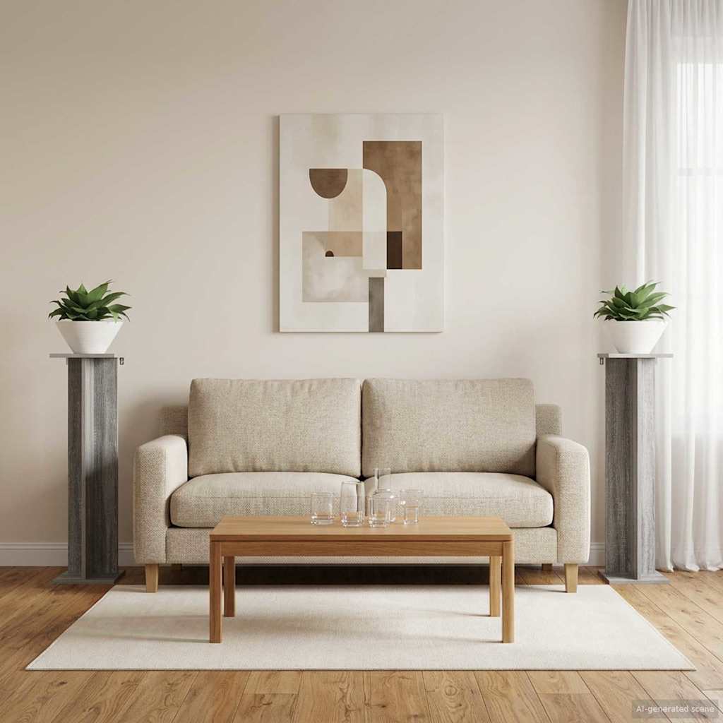 vidaXL Βάση φυτών 2 τεμ. Γκρι Sonoma 25 x 25,5 x 100,5 εκ.