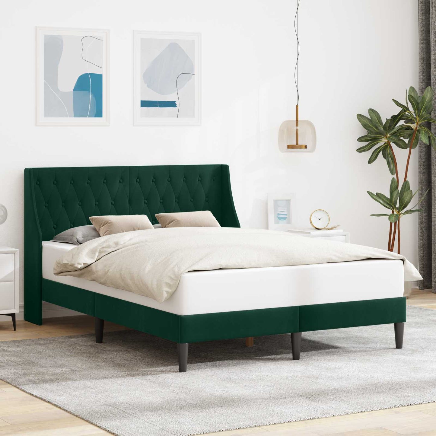 vidaXL Σκελετός Κρεβατιού Σκούρο Πράσινο 120 x 190 cm Βελούδο