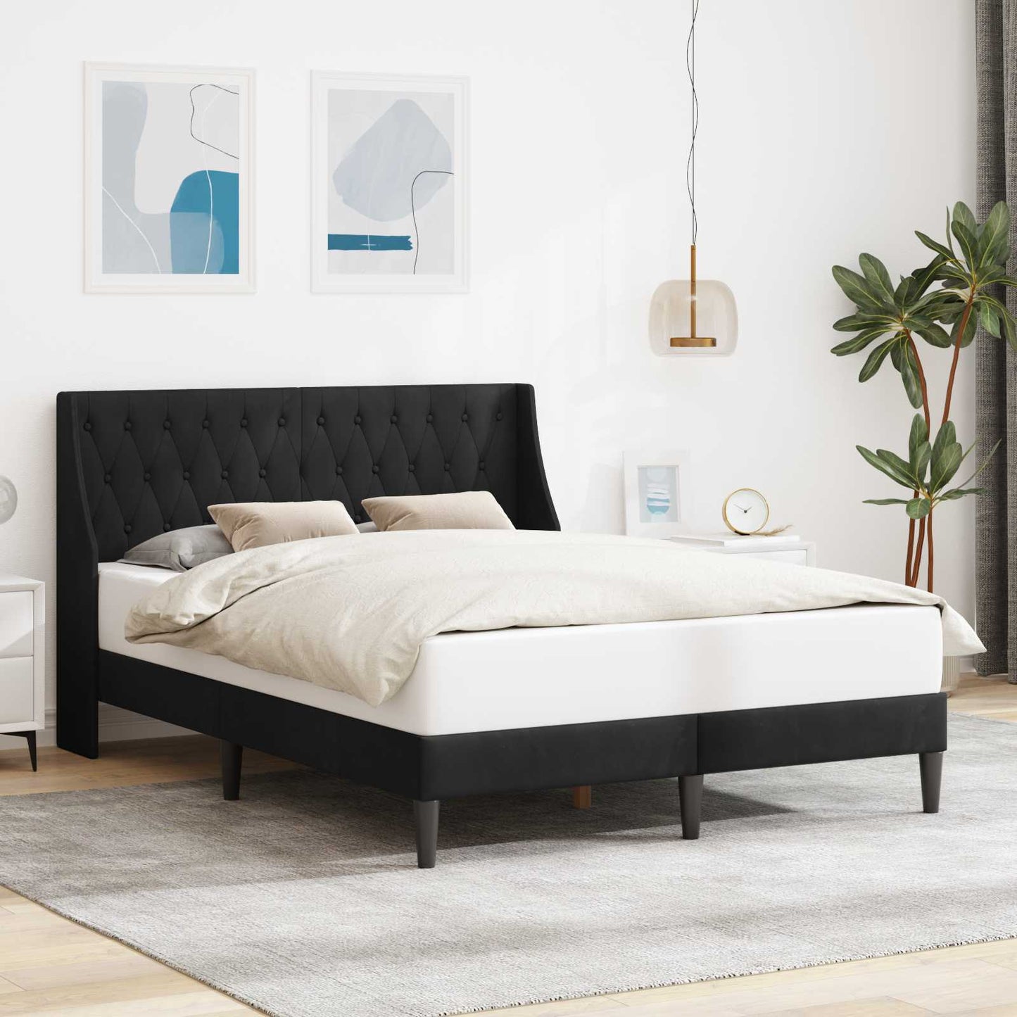 vidaXL Σκελετός Κρεβατιού με κεφαλάρι Μαύρο 160 x 200 cm Βελούδο