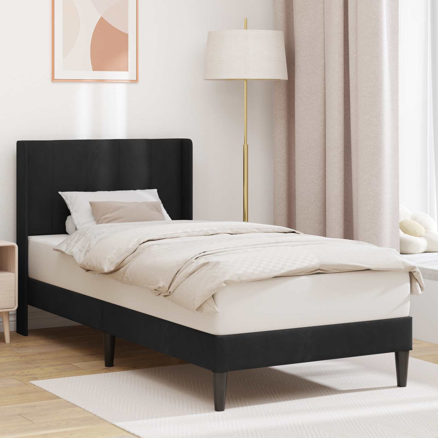 vidaXL Σκελετός Κρεβατιού με κεφαλάρι Μαύρο 80 x 200 cm Βελούδο