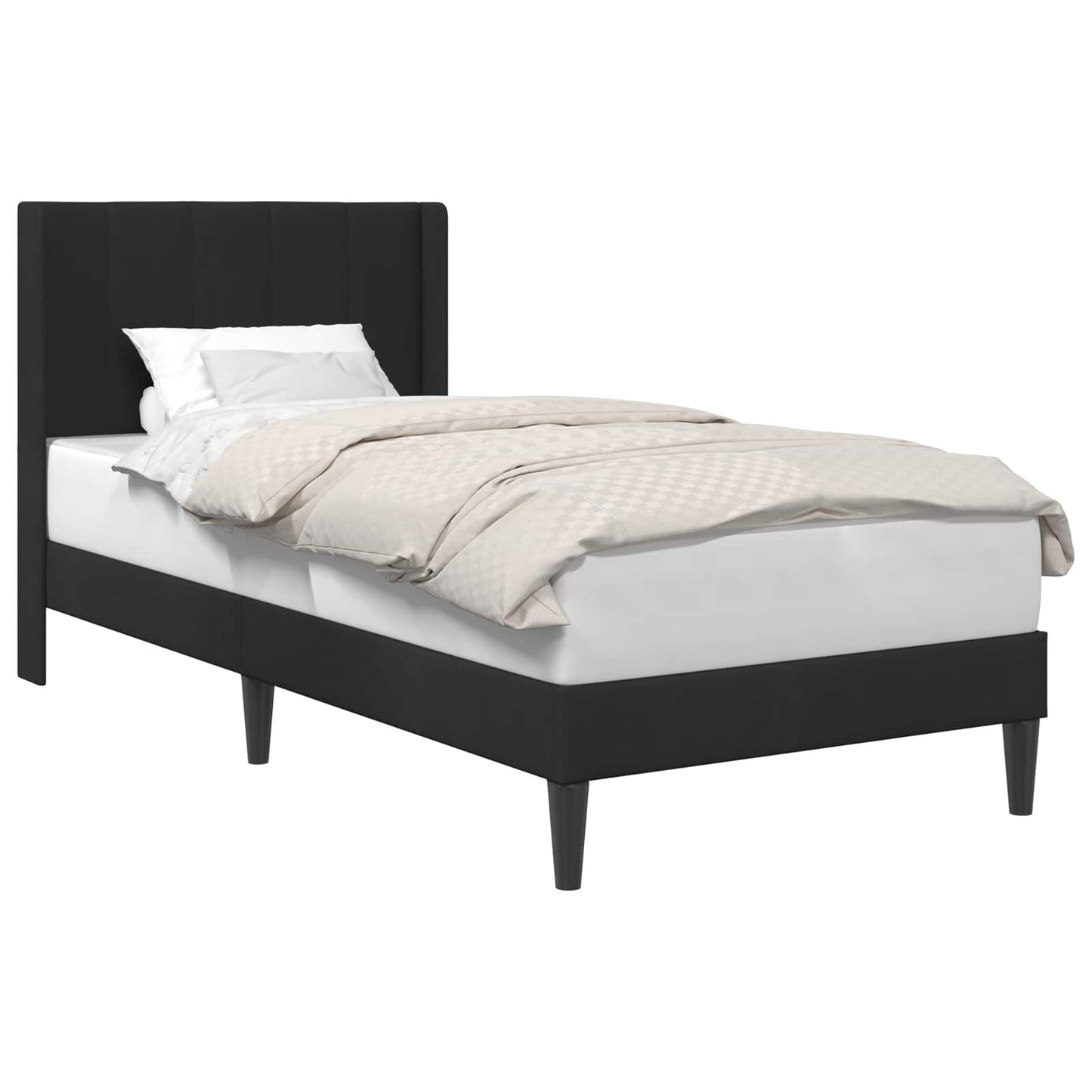vidaXL Σκελετός Κρεβατιού με κεφαλάρι Μαύρο 90 x 190 cm Βελούδο