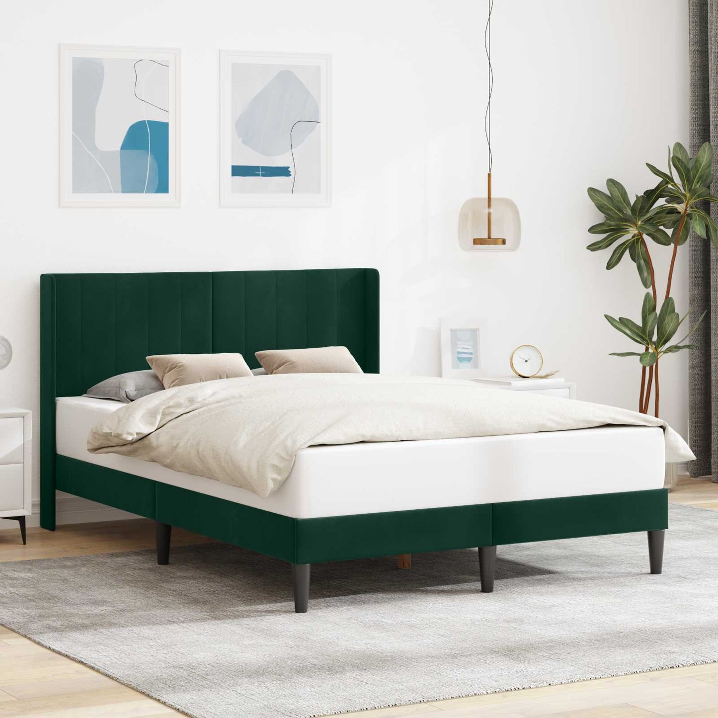vidaXL Σκελετός Κρεβατιού Σκούρο Πράσινο 160 x 200 cm Βελούδο