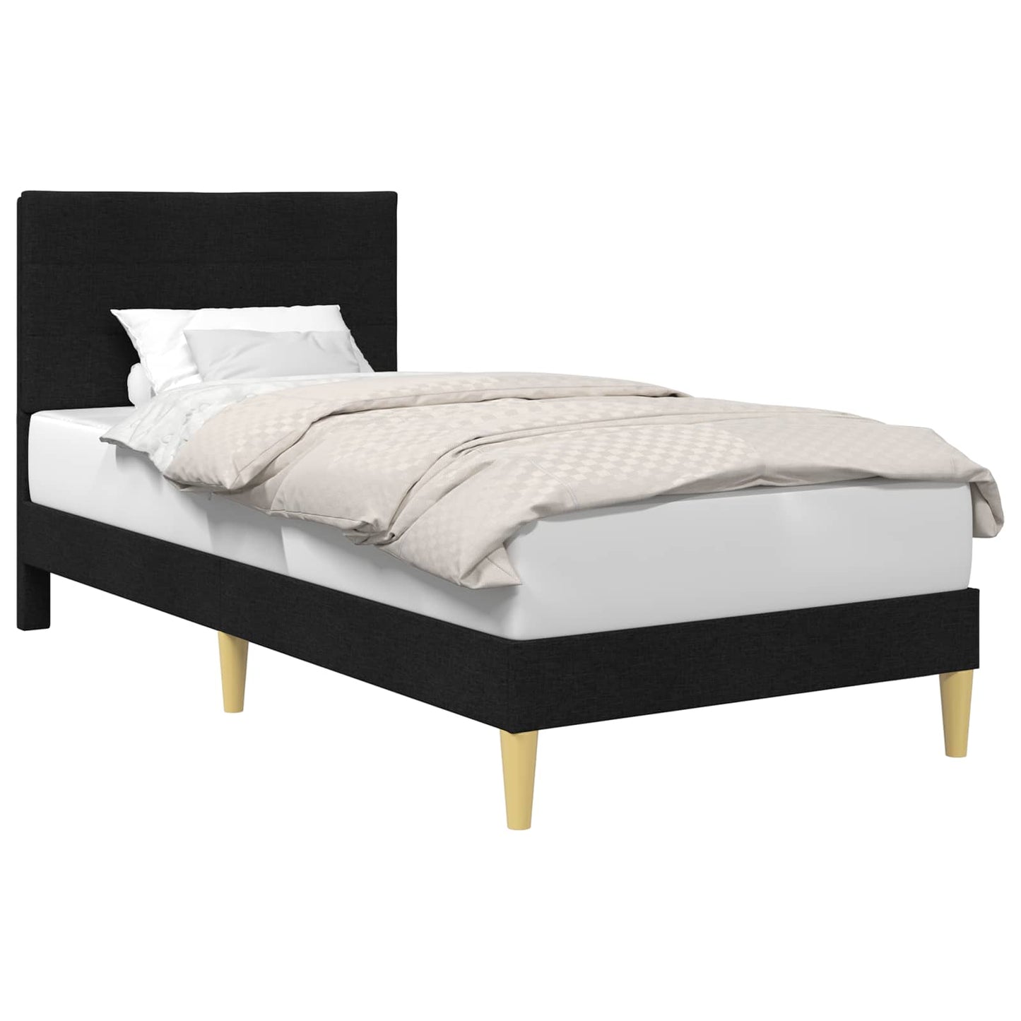 vidaXL Σκελετός Κρεβατιού με κεφαλάρι Μαύρο 90 x 190 cm Ύφασμα