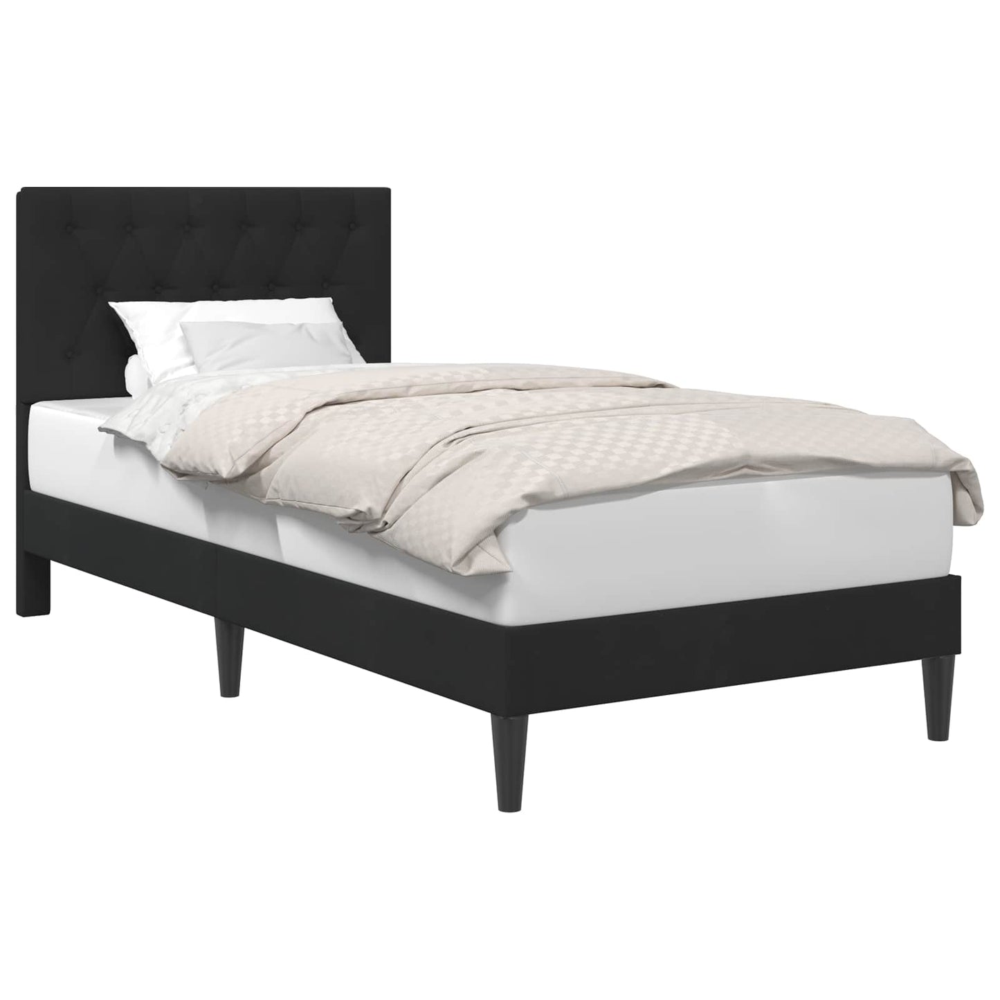 vidaXL Σκελετός Κρεβατιού με κεφαλάρι Μαύρο 90 x 190 cm Βελούδο