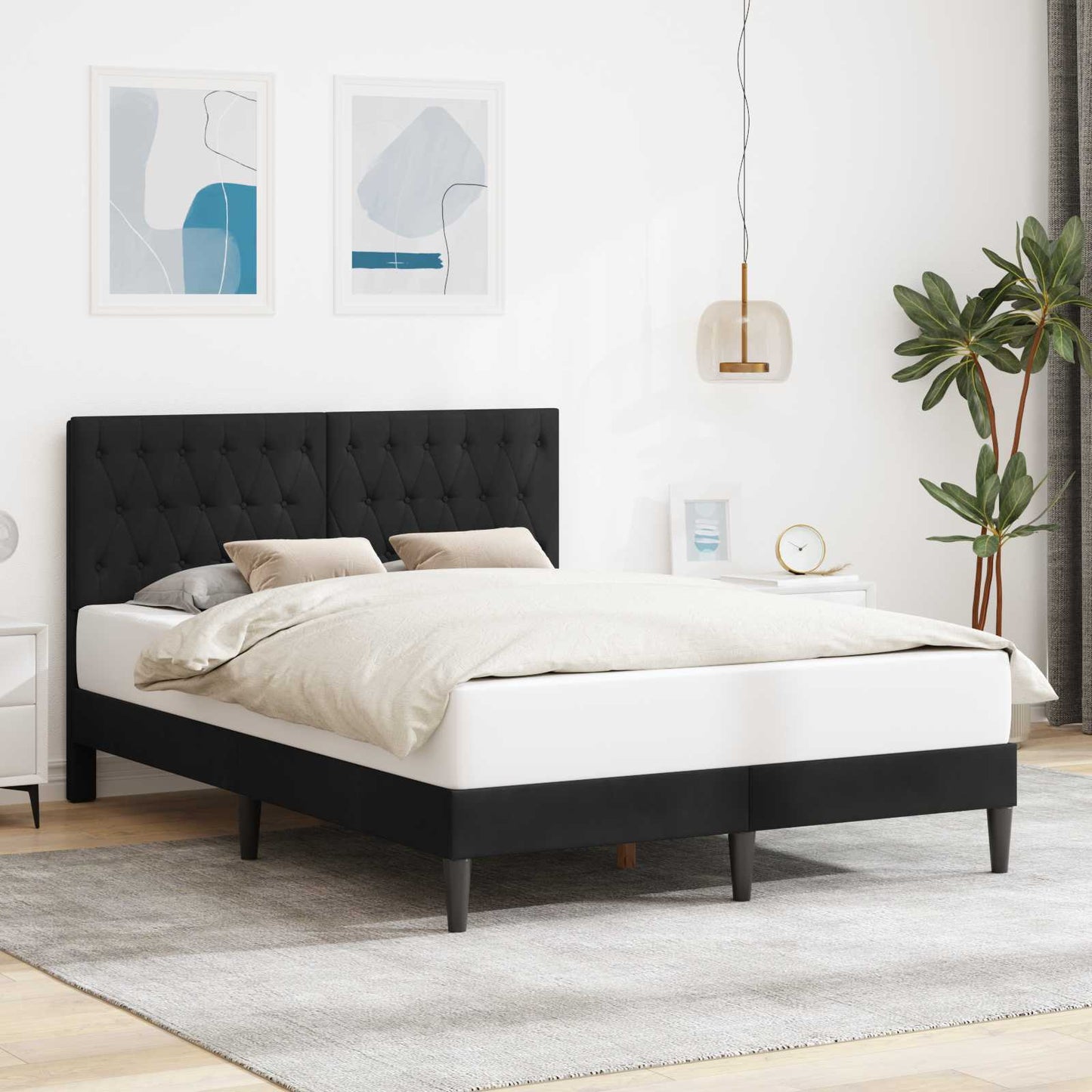 vidaXL Σκελετός Κρεβατιού με κεφαλάρι Μαύρο 120 x 190 cm Βελούδο