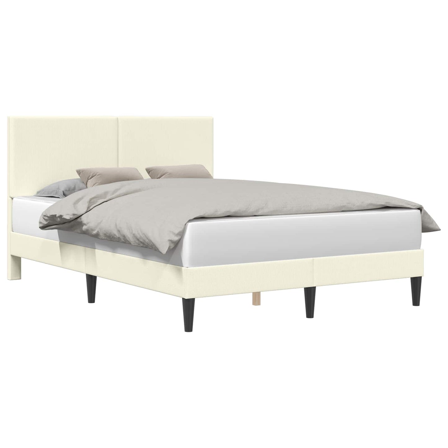 vidaXL Σκελετός Κρεβατιού Κρεμ 140 x 190 cm Υφασμάτινο Κορντουρά