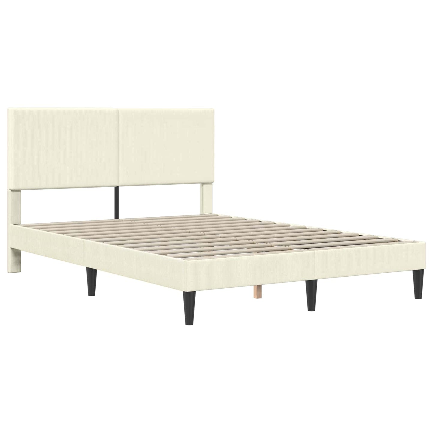 vidaXL Σκελετός Κρεβατιού Κρεμ 140 x 190 cm Υφασμάτινο Κορντουρά