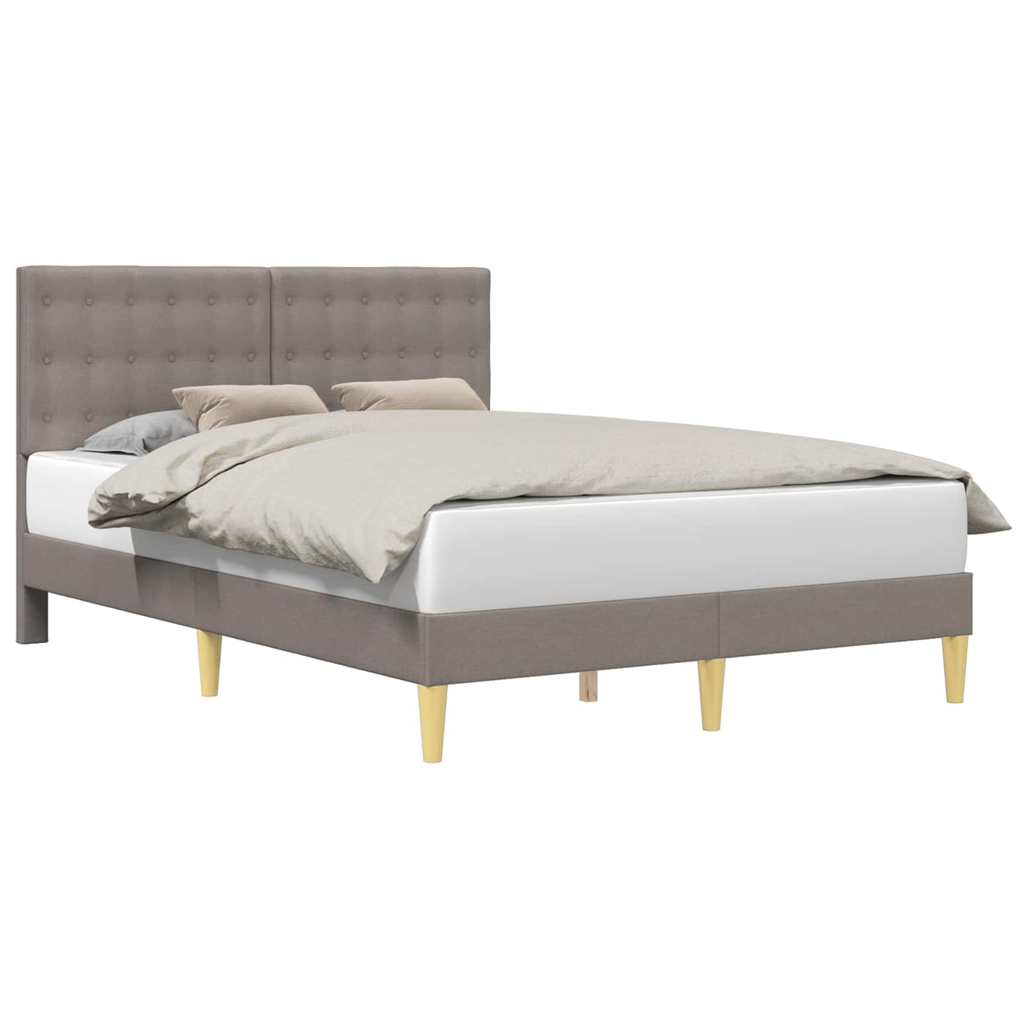 vidaXL Σκελετός Κρεβατιού με κεφαλάρι Taupe 140 x 200 cm Ύφασμα