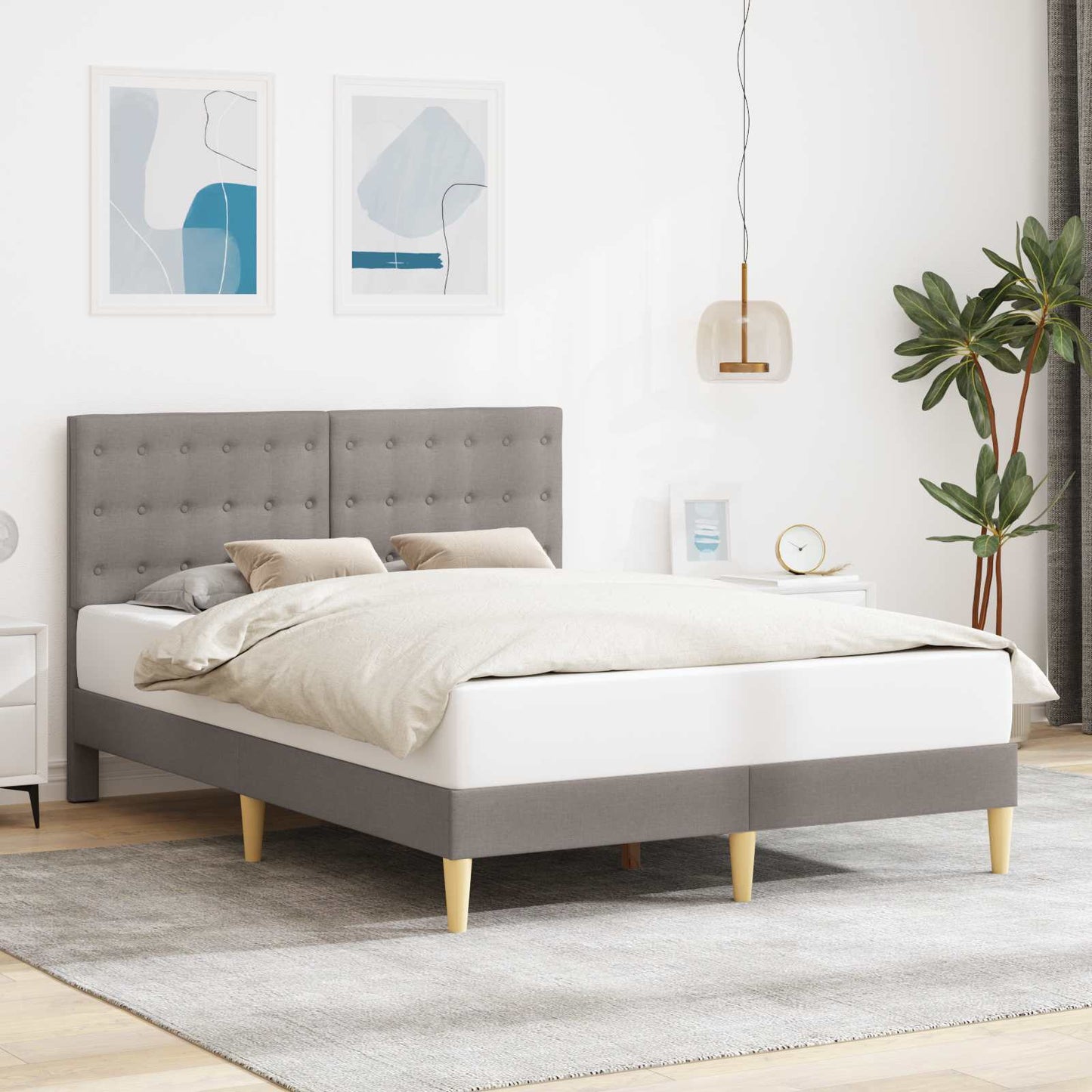 vidaXL Σκελετός Κρεβατιού με κεφαλάρι Taupe 160 x 200 cm Ύφασμα