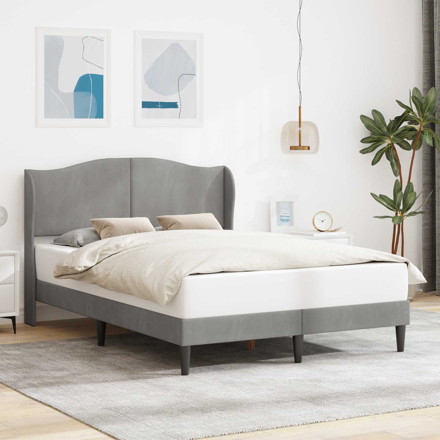 vidaXL Σκελετός Κρεβατιού Ανοιχτό γκρι 120 x 190 cm Βελούδο