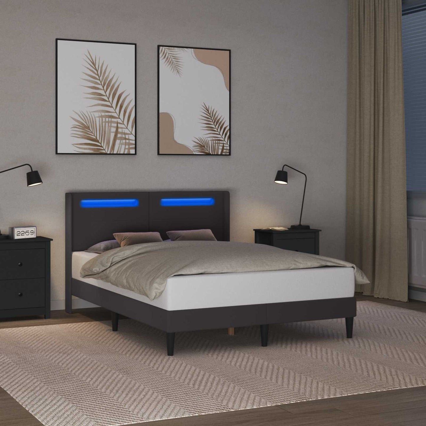 vidaXL Σκελετός Κρεβατιού με κεφαλάρι Γκρι 120 x 190 cm Τεχνητό Δέρμα