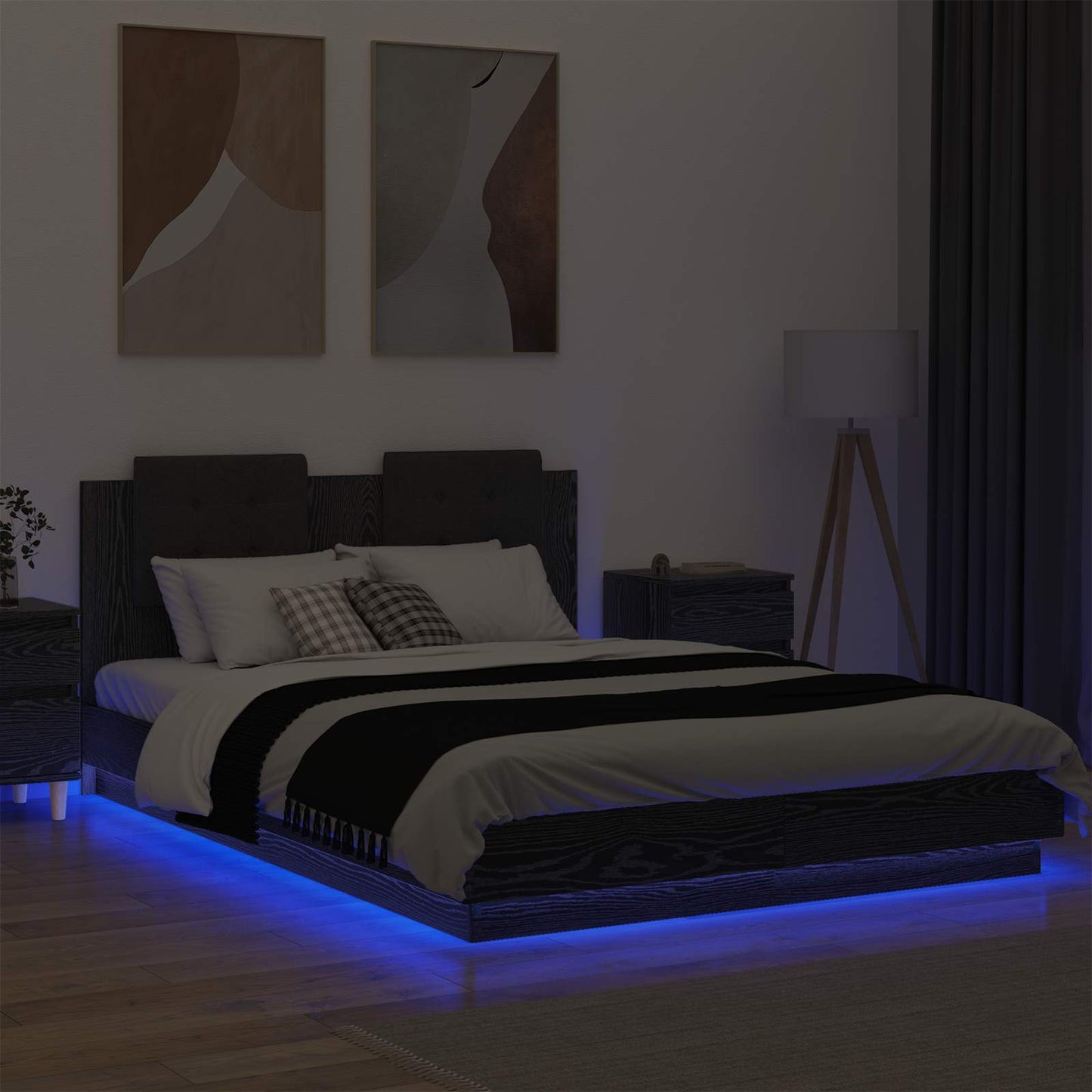 vidaXL Κρεβάτι με Κεφαλάρι Μαύρη Οξυά 120 x 200 cm Επεξεργασμένο Ξύλο