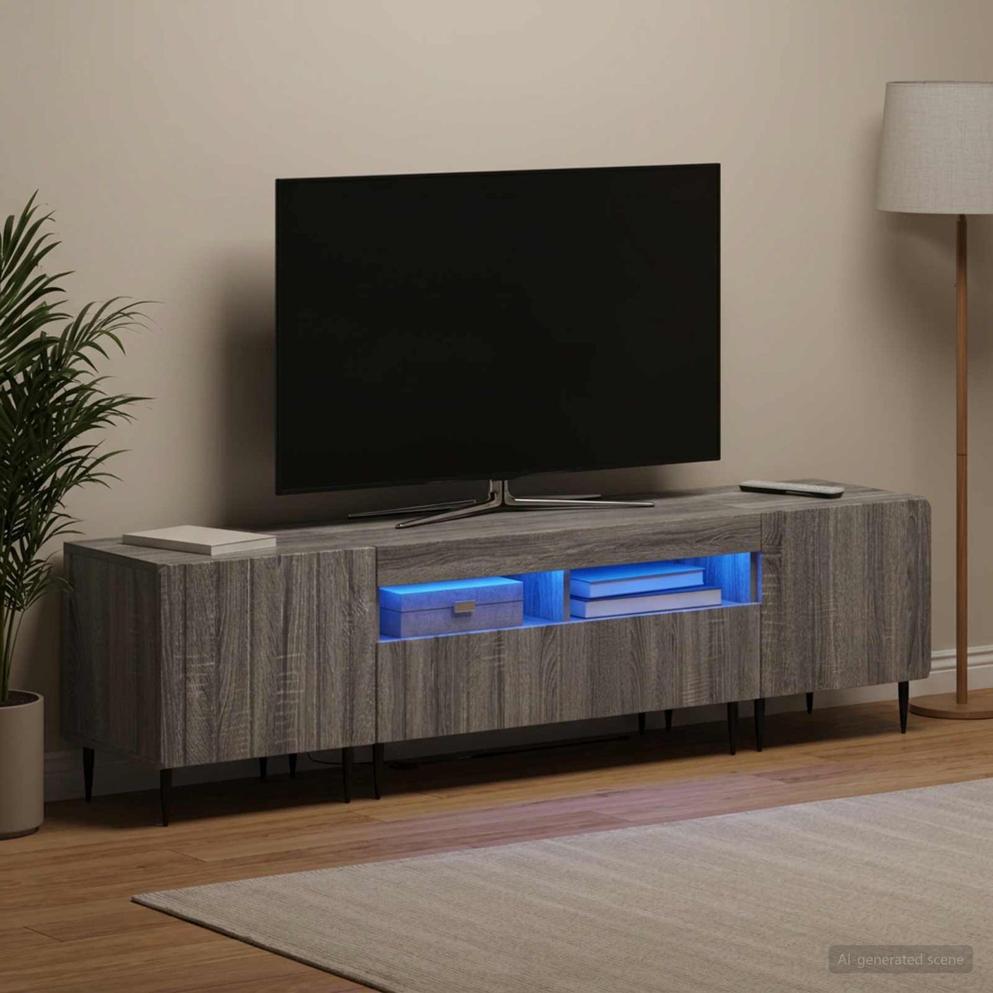 vidaXL 3 Τεμάχια LED Τηλεοπτική Ντουλάπα ZWOLLE Γκρι Sonoma