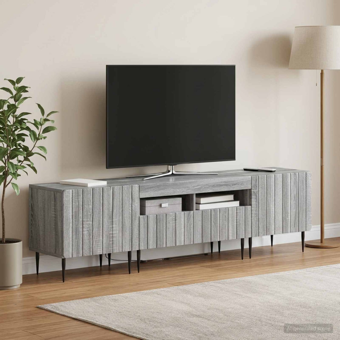vidaXL 3 Τεμάχια LED Τηλεοπτική Ντουλάπα ZWOLLE Γκρι Sonoma