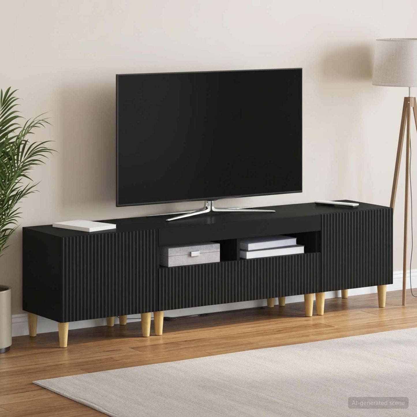vidaXL 3 Τεμάχια LED Τηλεοπτική Ντουλάπα ARNHEM 3 τμχ. Μαύρο