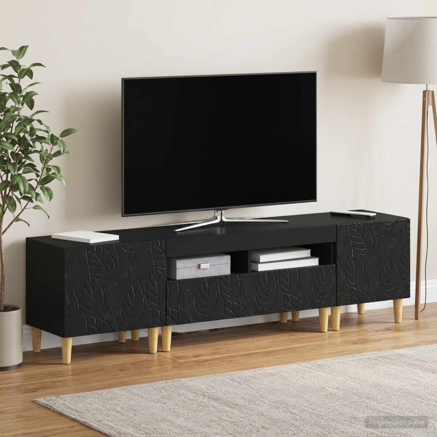 vidaXL 3 Τεμάχια LED Τηλεοπτική Ντουλάπα DELFT Μαύρο