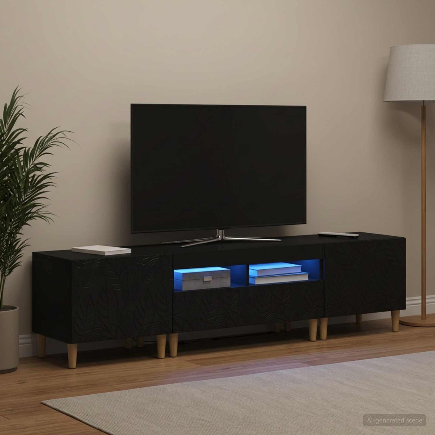 vidaXL 3 Τεμάχια LED Τηλεοπτική Ντουλάπα DELFT Μαύρο