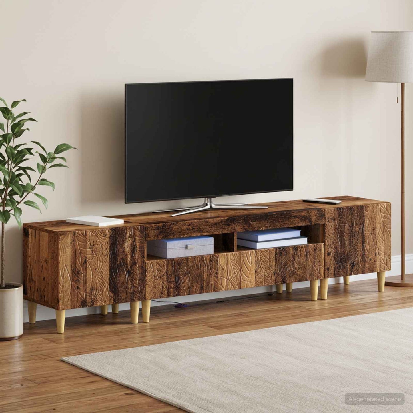 vidaXL 3 Τεμάχια LED Τηλεοπτική Ντουλάπα DELFT Παλαιωμένο ξύλο