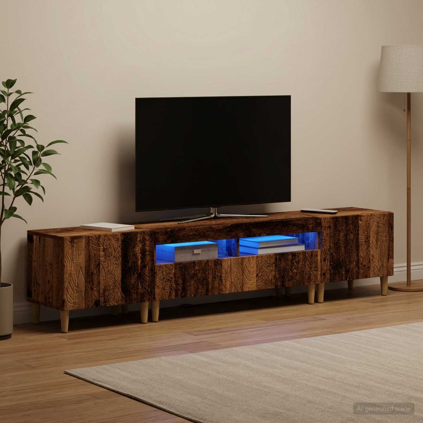 vidaXL 3 Τεμάχια LED Τηλεοπτική Ντουλάπα DELFT Παλαιωμένο ξύλο