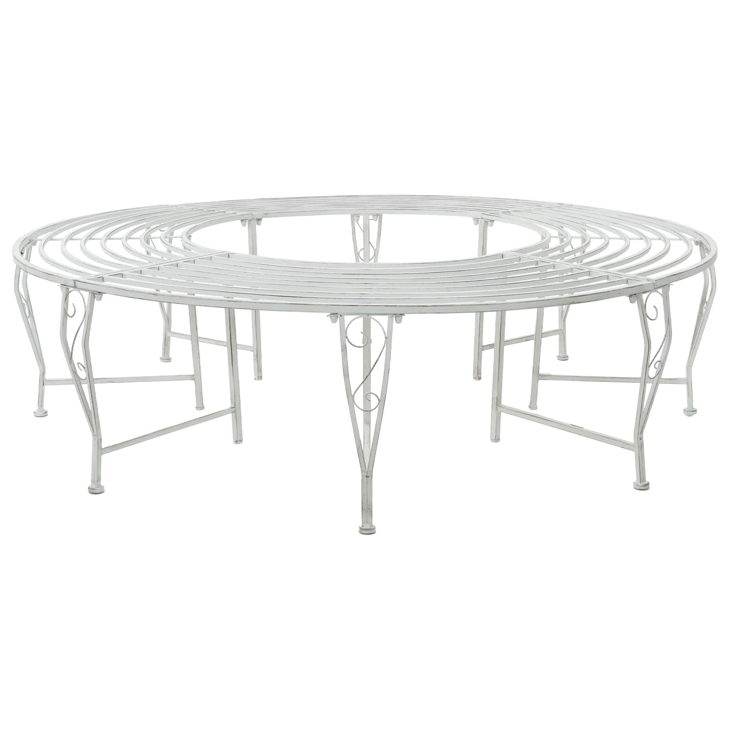 vidaXL Παγκάκι Δέντρου 8 -θέσιο Ø 160 x 44 εκ steel Αντίκες Λευκό