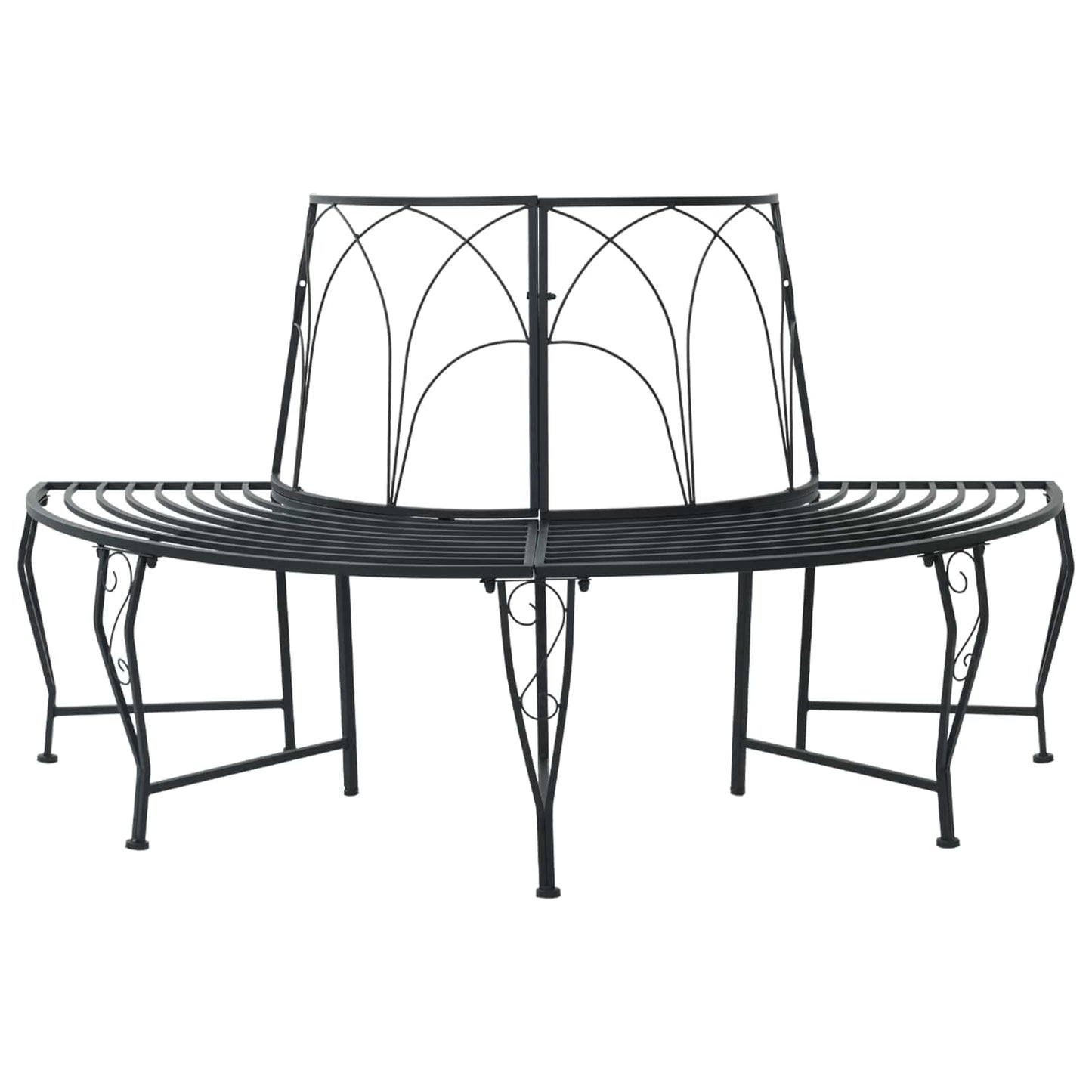 vidaXL Παγκάκι Δέντρου 4 -θέσιο 160 x 80 x 89 εκ. steel Μαύρο
