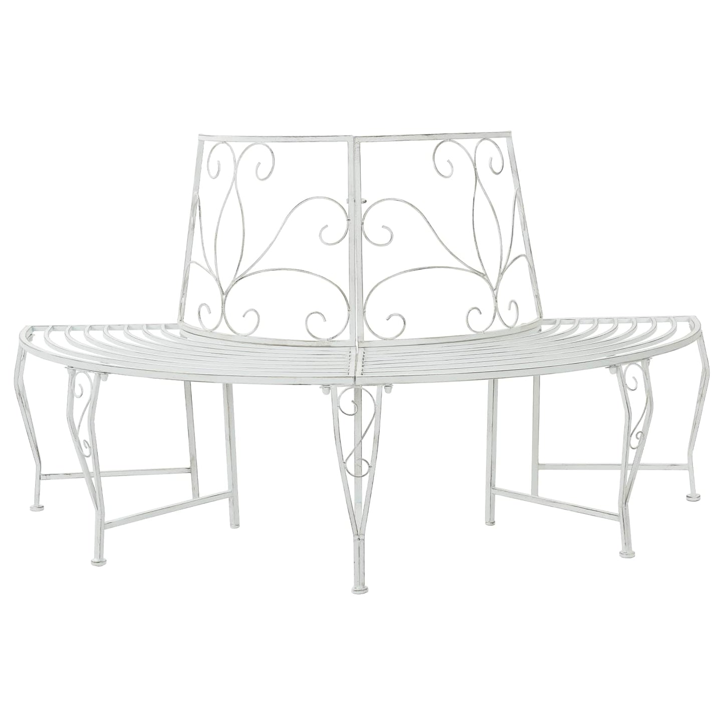 vidaXL Παγκάκι Δέντρου 4 -θέσιο 160 x 80 x 89 εκ. steel Αντίκες Λευκό