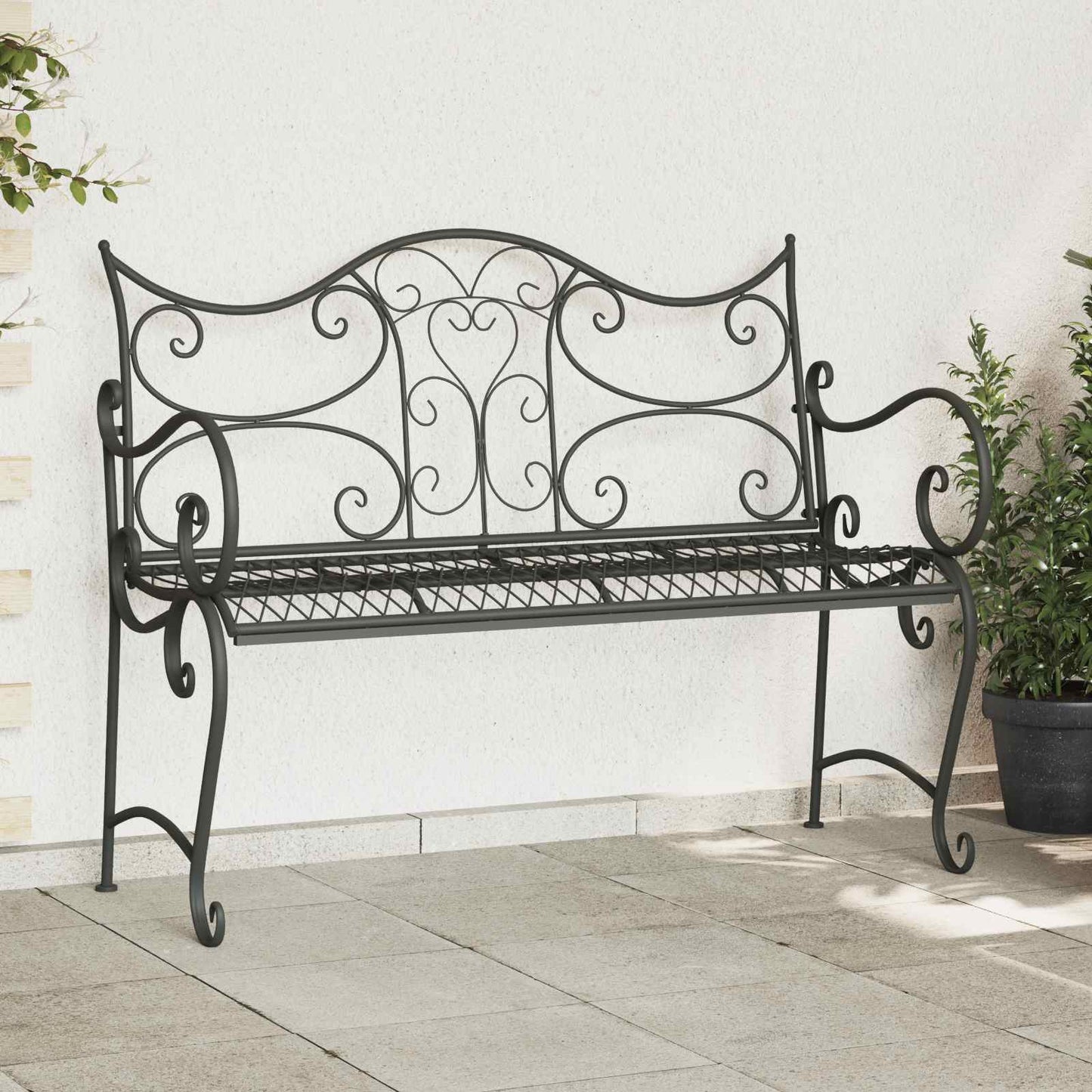 vidaXL Παγκάκι κήπου 2 -θέσιο 114 x 54 x 90 εκ Ατσάλι Ασημί Γκρι