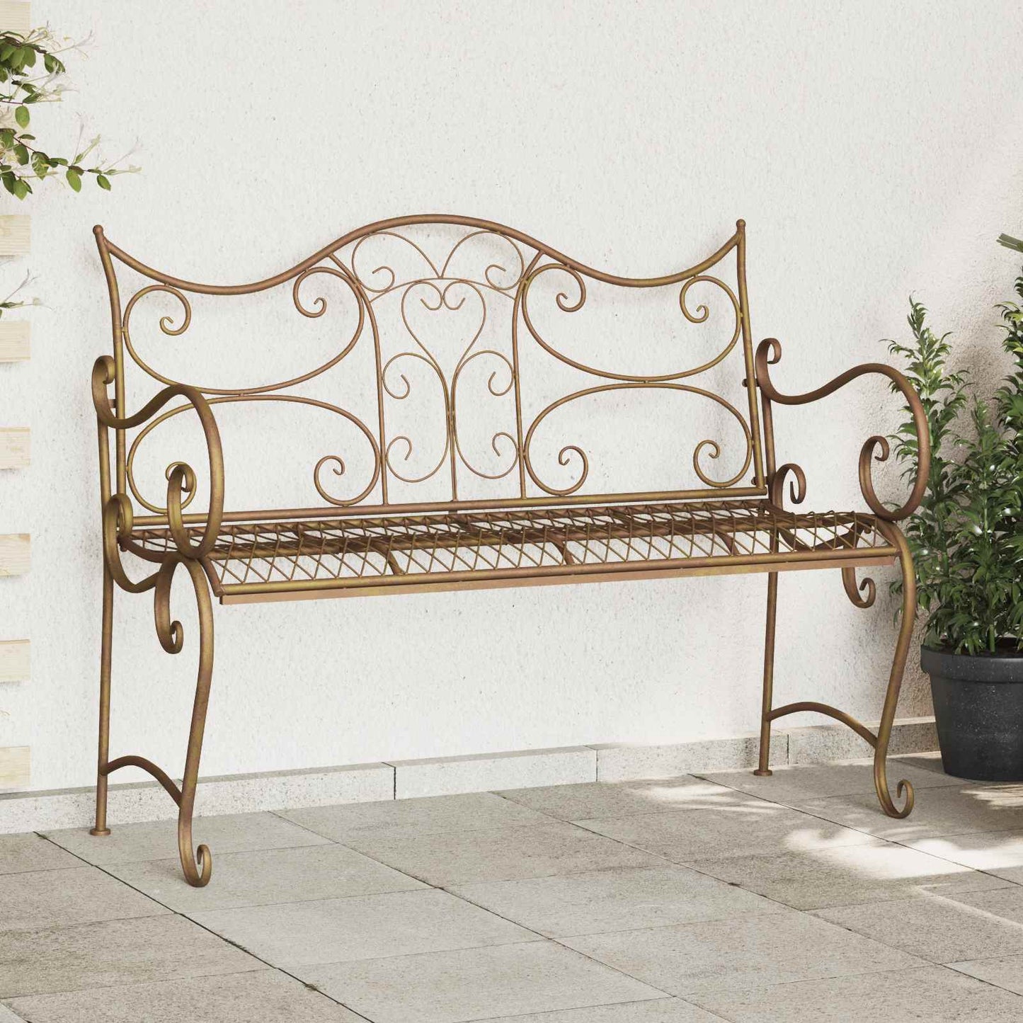 vidaXL Παγκάκι κήπου 2 -θέσιο 114 x 54 x 90 εκ Ατσάλι Αρχαίο Καφέ