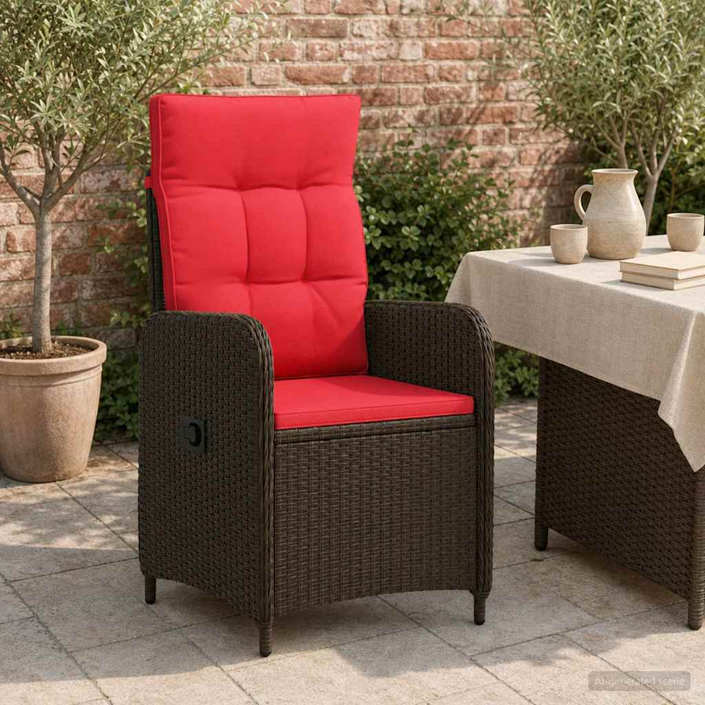 vidaXL Ανακλινόμενη καρέκλα κήπου Καφέ και Κόκκινο