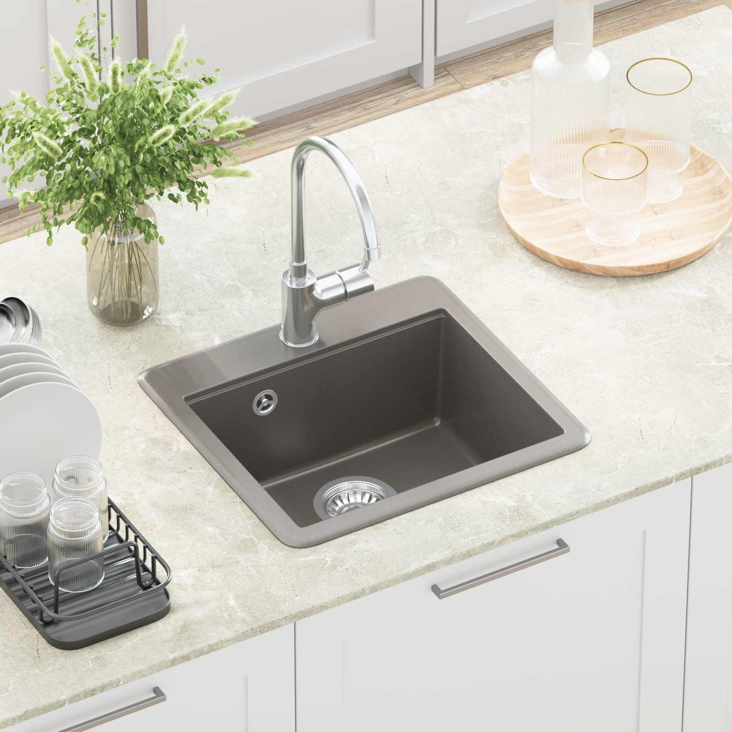 vidaXL Σιντρινο 80% Χαλαζίας και 20% Ρητίνη 470 x 440 mm Γκρι