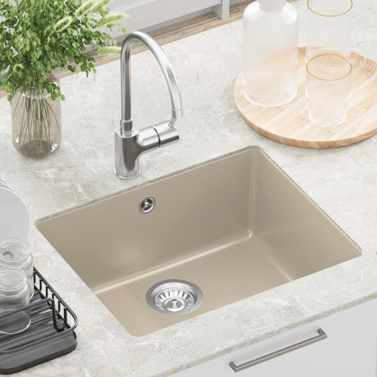 vidaXL Σιντρινο 80% Χαλαζίας και 20% Ρητίνη 530 x 460 mm Μπεζ