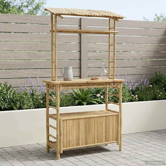 vidaXL Εξωτερικό τραπέζι μπαρ Φυσικό 110 x 50 x 210 εκ. Μπαμπού