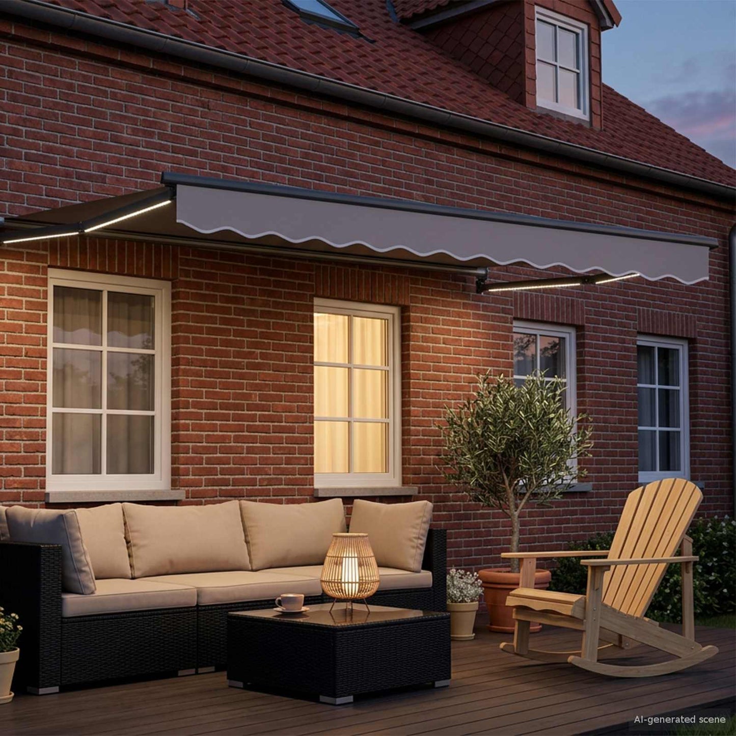 vidaXL Manual Awning Frame with Solar LED 3,5 x 2 m Ανθρακί