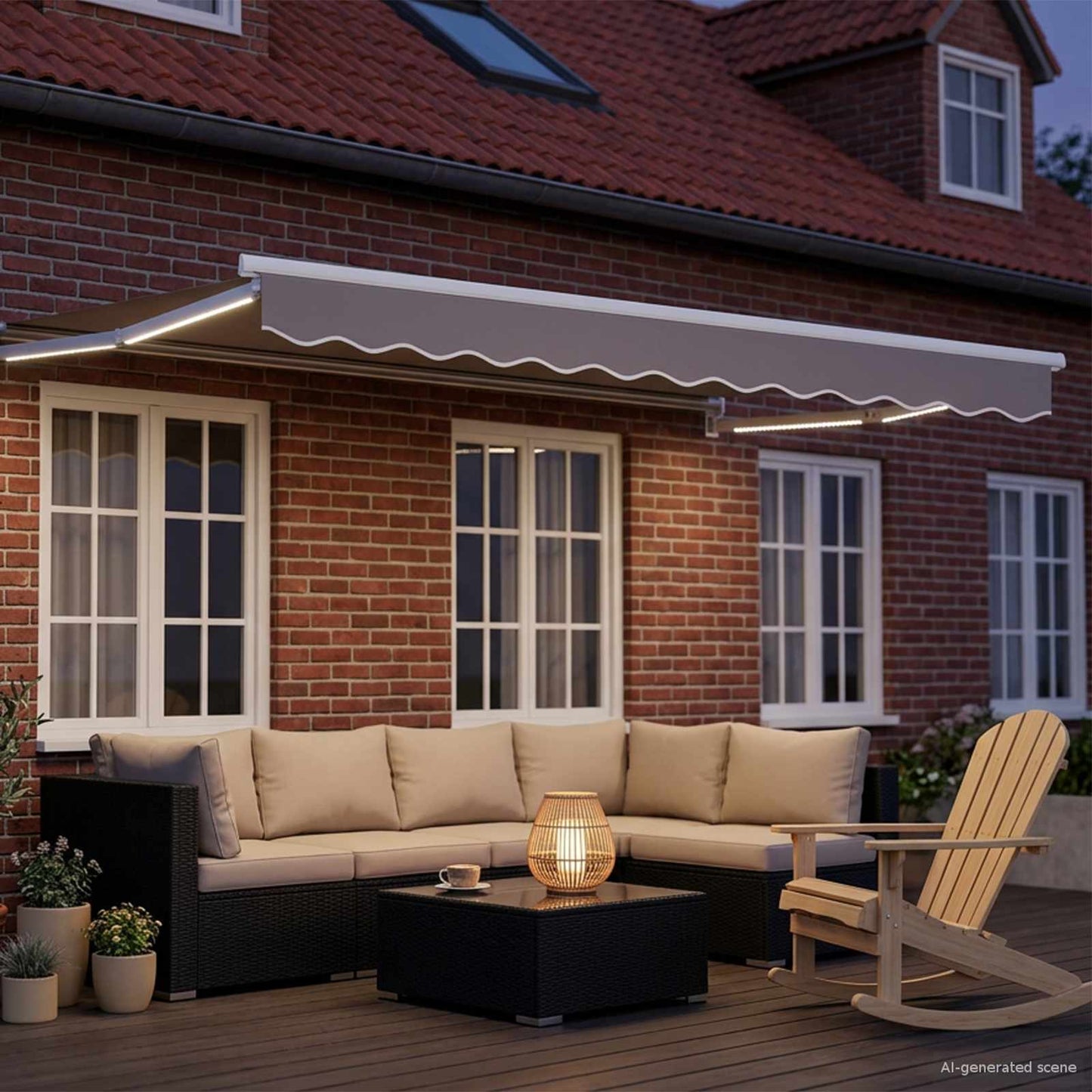 vidaXL Electric Awning Frame with LED and Wind Sensor 3.5 x 2.5 m