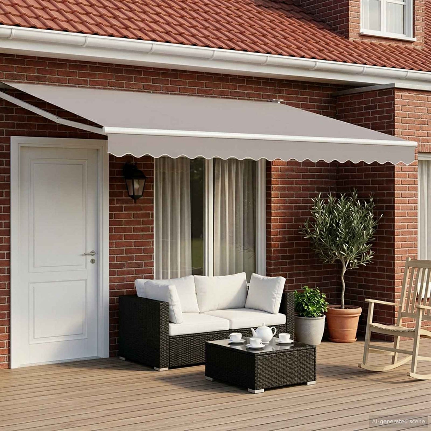 vidaXL Electric Awning Frame with LED and Wind Sensor 4,5 x 3 m Λευκό