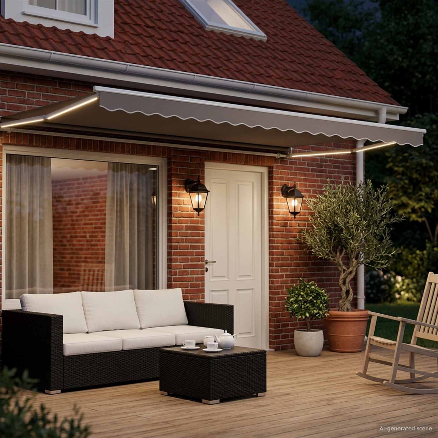 vidaXL Electric Awning Frame with LED and Wind Sensor 4,5 x 3 m Λευκό