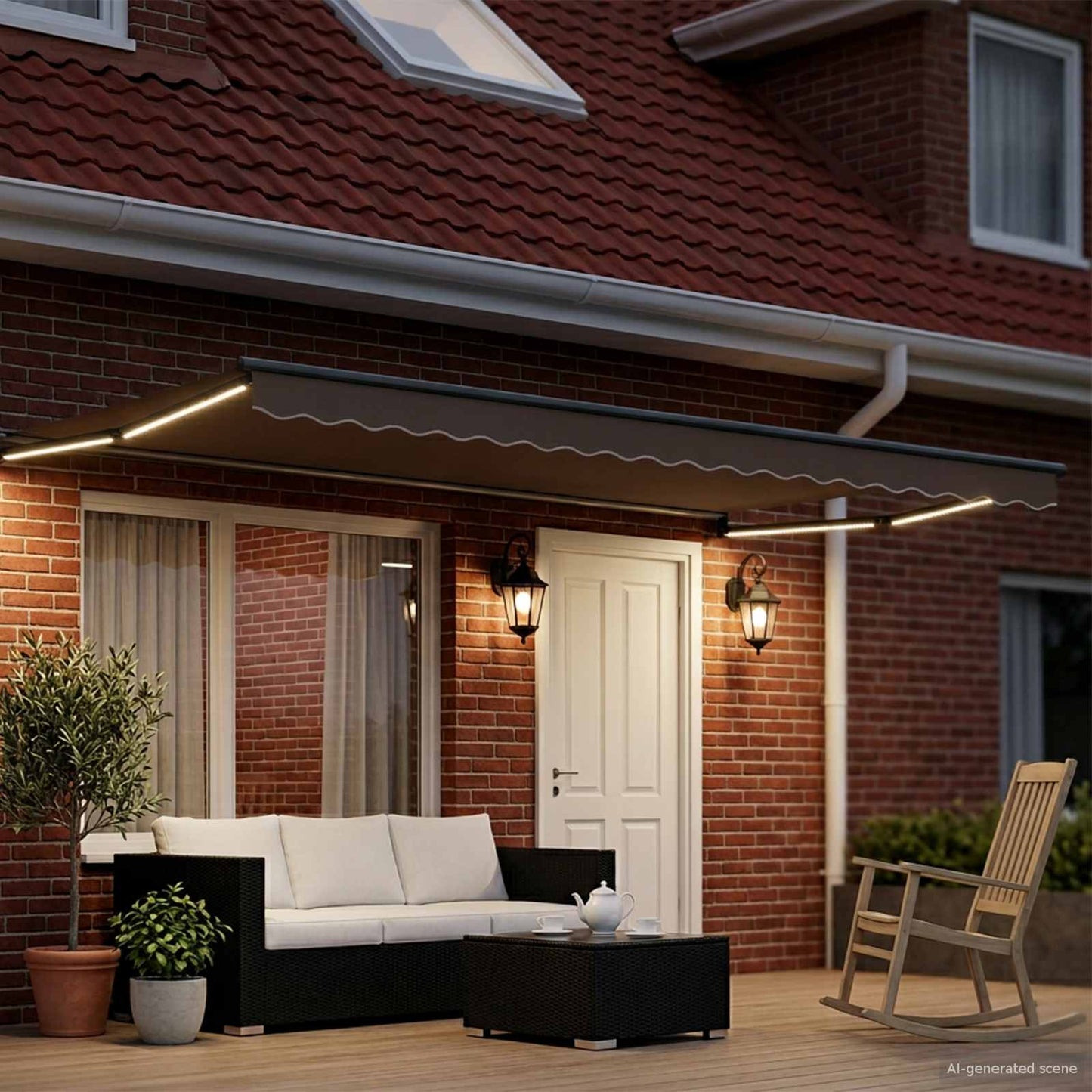 vidaXL Electric Awning Frame with LED and Wind Sensor 5 x 3 m Ανθρακί