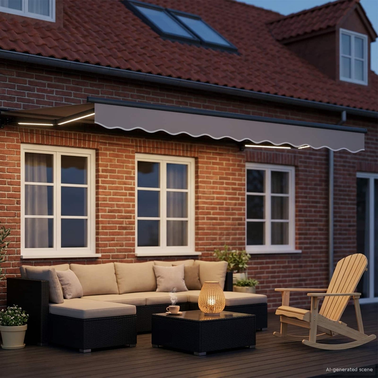 vidaXL Manual Awning Frame with Solar LED 3,5 x 2,5 m Ανθρακί